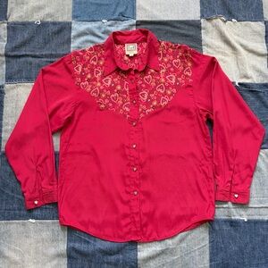 VTG western desert west by sherry holt red button up heart details made in USA S